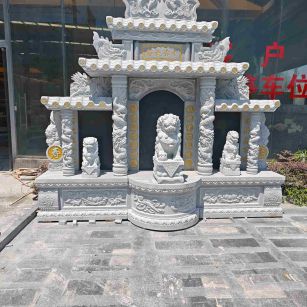 阜阳芝麻白中国黑石材套墓 花岗岩墓碑